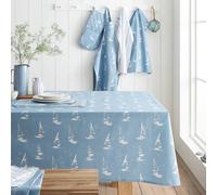 Catherine Lansfield Salcombe Nappe en Coton Motif Bateaux Bleu 137 x 178 cm