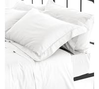 Catherine Lansfield Sateen White - Parure Drap Plat + taie d'oreiller + Drap Housse 210 x 280 + 50 x 155 + 135 x 200 cm