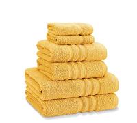 Catherine Lansfield Serviette Bale, Coton, Ocre, 30x30cm (x2) + 50X85cm (x2) + 70x120cm (x2)