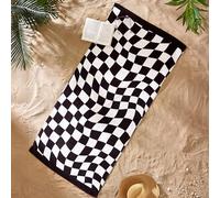 Catherine Lansfield Serviette de Plage en Coton Motif Damier 76 x 160 cm Noir-Blanc