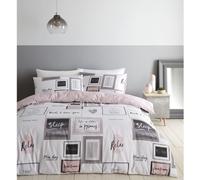 Catherine Lansfield Sleep Dreams Reversible Duvet Cover Set Rose poudré King Unisex