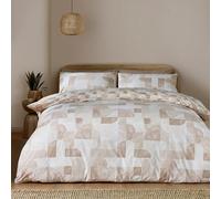 Catherine Lansfield Sloane Geo Parure de lit réversible avec Housse de Couette et taies d'oreiller pour lit King Size Naturel