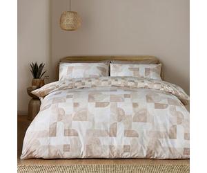 Catherine Lansfield Sloane Geo Parure de lit Simple réversible avec taie d'oreiller Naturel