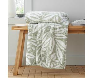 Catherine Lansfield So Soft Jeté de lit Motif Feuilles d'oseille Vert 130 x 170 cm
