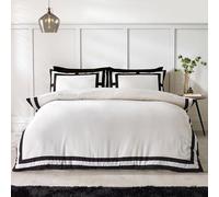 Catherine Lansfield So Soft Mono Panel Parure de lit Double avec Housse de Couette et taies d'oreiller Crème Noir