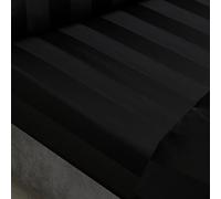 Catherine Lansfield So Soft Satin Stripe Drap-Housse Super King Size Noir