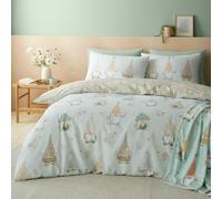 Catherine Lansfield Spring Gonks Parure de lit Simple réversible avec taie d'oreiller Vert Menthe