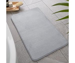 Catherine Lansfield Tapis de Bain antibactérien en Mousse à mémoire de Forme Gris argenté