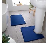 Catherine Lansfield Tapis de Bain et Contour WC en Mousse Visco-élastique antibactérienne Bleu Marine