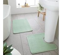 Catherine Lansfield Tapis de Bain et Contour WC en Mousse Visco-élastique antibactérienne Vert Sauge
