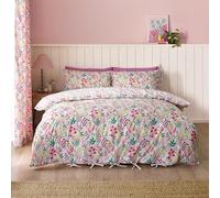 Catherine Lansfield Tilly Parure de lit Double réversible avec taies d'oreiller Motif Floral Rose