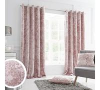 Catherine Lansfield Velours écrasé Rideaux à œillets, Polyester, Rose poudré, Eyelet Curtains-66x72 inch
