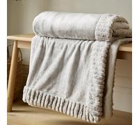 Catherine Lansfield Velours et Fausse Fourrure Couvre-lit, Polyester, Naturel, 150 x 200 cm