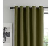 Catherine Lansfield Wilson Lot de 2 Rideaux occultants Thermiques en Velours à œillets - Vert Olive - 168 x 228 cm