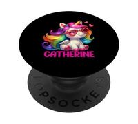 Catherine Nom personnalisé Licorne Colorée Femmes Filles PopSockets PopGrip Adhésif