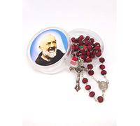 Catholic Gift Shop Ltd Chapelet Saint Pio avec boîte à chapelet St Pio - Perles parfumées à la rose