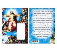 Catholic Gift Shop Ltd Fiole d'eau sainte, carte de prière « Christ is Risen », bouteille d'eau sacrée + carte de prière de Lourdes.