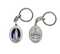 Catholic Gift Shop Porte-clés Notre-Dame de Lourdes, bleu, avec représentation du sanctuaire, bleu, Small/Medium