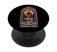 Catholic Knight Templier Croisé Croix Sacré Cœur PopSockets PopGrip Adhésif