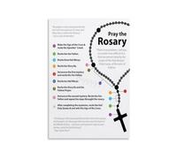 Catholic Rosary Prayer Guide Poster How To Pray With Beads Chart Luminous Sorrowful Joyful Glorious Mysteries Home Wall-Art(Unframed,12x18inch(30x45cm))