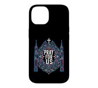Catholic Saints Pray for Us Vitrail Art de la cathédrale Coque pour iPhone 14