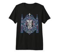 Catholic Saints Pray for Us Vitrail Art de la cathédrale T-Shirt Haut de Gamme