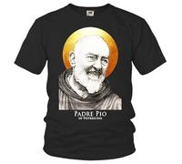 Catholic Shirt Saint Padre Pio of Pietrelcina T-Shirt Short Sleeve Top Graphic Tee Printed T-Shirt for Men Black S