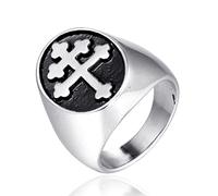 Catholique Lorraine Croix Jeanne d'arc Titane Acier Hommes Anneaux Amulette pour Homme Petit Ami Motard Bijoux Créativité Cadeau