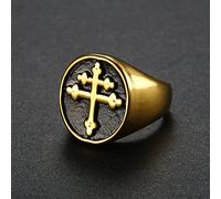 Catholique Lorraine Croix Jeanne d'arc Titane Acier Hommes Anneaux Amulette pour Homme Petit Ami Motard Bijoux Créativité Cadeau