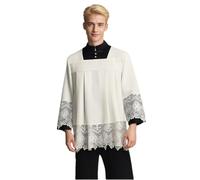 Catholique Plissé Dentelle Surplice ALB Robe Église Liturgique Vestment Chœur Robes Clergé Manteau, blanc, XXL