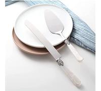 CATHYLIN Ensemble de couteaux à gâteau de mariage et service, Fancy Craft White Pearl Pie Knife Server Set Silverware Cake Cutter Set, Cake Knife Gift Set, 2 pcs