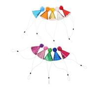 CATIEBYE 10pièces Chapeaux Anniversaire pour Chat Et Chien Lot de Chapeaux De Fête avec Bandeau Réglable Et Pompons Pailletés Décorations pour Animaux De Compagnie