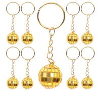 CATIEBYE 12pcs Porte-clés Boule Disco Rétro Or en Plastique et Verre, Décorations Élégantes pour Fêtes Années 70, Accessoire Chic pour Voiture et Soirées