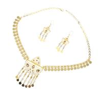 CATIEBYE 1ensemble Parure De Bijoux Doré Avec Pendentif à Franges Et Boucles Oreilles Pour Femmes Ensemble De Mariage Africain Dubai Pour Style Chic Et Élégant Lors Des Soirées Et