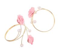 CATIEBYE 2 Pièces Bracelet Manchette Ouvert Métal avec Fleurs et Perles Bracelet Ajustable Style Original des Crochets de Rideau Accessoire Élégant pour Femmes Bijoux Dété