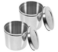 CATIEBYE 2 Pièces Petit Pot Couvercle en Acier Inoxydable 304, Surface Lisse et Résistante la Corrosion, Usage Domestique pour Stockage de Compresses et Boules de Coton
