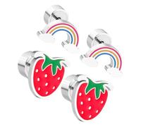 CATIEBYE 2paires Boucles Oreilles Fraise Et Arc-ciel Ensemble Accessoires Pour Adolescents Boucles Colorées