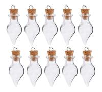 CATIEBYE 30pièces Bouteilles à Souhait Forme Goutte Eau Verre avec Bouchons à Liege Transparentes pour DIY Décoration et Parures pour Messages et Créations Artisanales