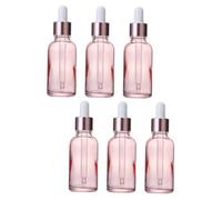 CATIEBYE 6 pièces Lot de Flacons Verre Rose Pêche avec Pipette Compte-gouttes Flacons de Voyage Rechargeables pour Huiles Essentielles et Fragrances Élégantes et Anti-fuite pour DIY et