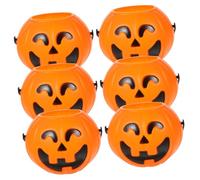 CATIEBYE 6 Pièces Seau Bonbons Halloween Plastique Mini Seaux Citrouille avec Visage Décoration Festive pour Fête et Rangement Bonbons