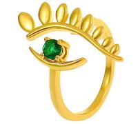 CATIEBYE Bague Œil Dorée en Zircon Ajustable pour Femme Accessoire de Doigt Élégant Créatif Anti- Œil Bague Décorative Unique