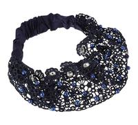CATIEBYE Bandeau Haute Élasticité Élastique en Dentelle de Fleur Perles Large Serrage-tête à Design Creux pour Femmes Vie Quotidienne Mariages
