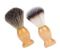 CATIEBYE Blaireaux de Rasage Brosse Facile à Transporter pour Homme Lot de 2 et Manche en Bois Tête en Nylon Mousseux et Soin Barbe pour Rasage Manuel