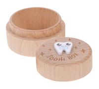 CATIEBYE Boîte à Dents de Lait Pratique pour Conserver Dents Perdues et Souvenirs Précieux pour Garçon et Filles en Bois Marron, Motif Dessin, Légère et Portable