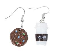 CATIEBYE Boucles D’oreilles Pendantes Biscuits Fantaisie en Résine, Bijoux Femmes Créatifs, Pince à Oreille Forme Tasse Café, Accessoires Mode pour Usage Quotidien et Fête, Taille Moyenne