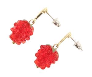 CATIEBYE Boucles D'oreilles en Alliage de Zinc, Design Confortable et Polyvalent Esthétiques Forme Fraise Rouge pour Femmes Port Quotidien ou Occasions Spéciales