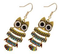 CATIEBYE Boucles D'oreilles Pendantes Chouette Hypoallergéniques et Sûres en Alliage pour Femmes pour Soirées de Mariage ou Nouvel An