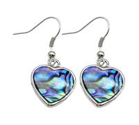 CATIEBYE Boucles Oreilles Pendantes Coquille Ormeau Cœur pour Femme Design Naturel Accessoire Mode Décontracté pour Anniversaire et Fête