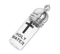 CATIEBYE Bouteille d'eau Bénite en Verre Rechargeable Design Croix Élégante, Matériau Robuste en Verre et Acrylique, Décoration D'église pour Baptême Chrétien et Pâques