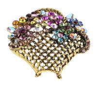 CATIEBYE Broche Style Champêtre Élégant Fleur Panier en Alliage de Zinc et Cristaux, Accessoire Polyvalent et Décoratif pour Vêtements Femme pour Manteaux et Garde-robe